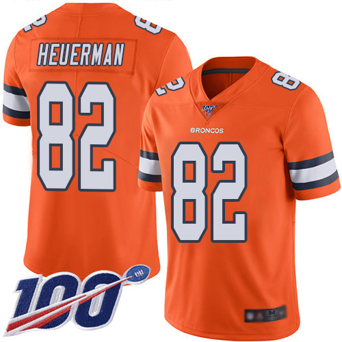 Men Denver Broncos #82 Jeff Heuerman Limited Orange Rush Vapor Untouchable 100th Season Football NFL Jersey->youth nfl jersey->Youth Jersey